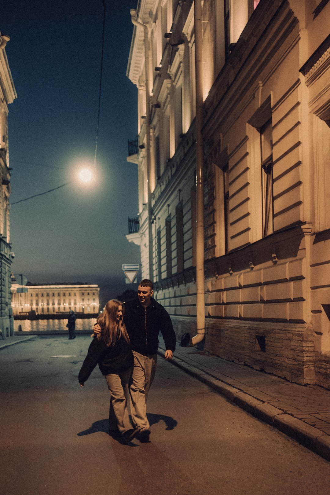 romantic couple walking
